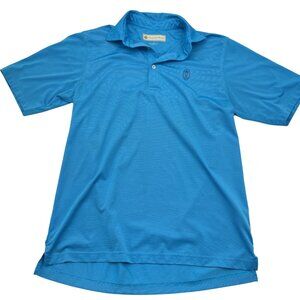 Donald Ross Mens Aqua Blue Striped Golf‎ Polo Shirt S 100% Polyester Lightweight